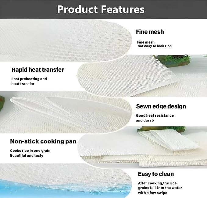 4Pcs Rice Net, 45 x 39 inch Sushi Rice Cooking Net,Non-Stick Rice Cooker Napkin,Reusable Home or Commercial Rice Net,Fine Mesh Steam Cloth