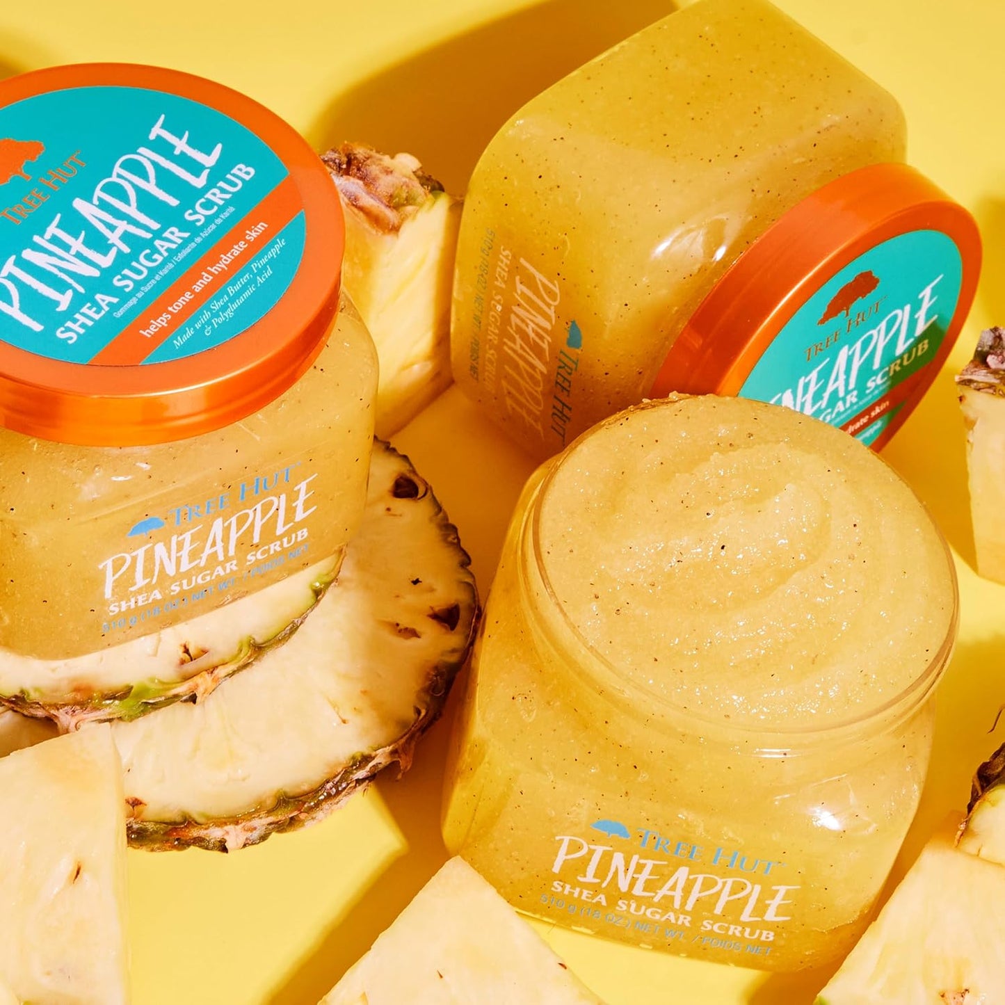 Tree Hut Shea Sugar Scrub - Pineapple - 18 oz - Exfoliating Body Scrub for Smooth, Glowing Skin - Made with Real Sugar and Shea Butter