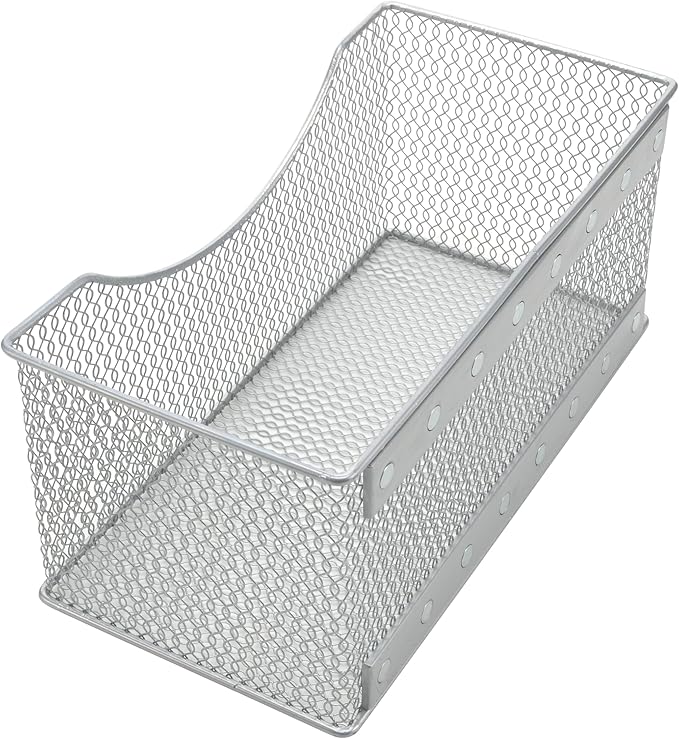 Ybmhome Wire Mesh Magnetic Storage Basket, Trash Caddy, Container, Desk Tray, Office Supply Organizer Silver for Refrigerator/Microwave Oven or Magnetic Surface in Kitchen or Office (1, Large)
