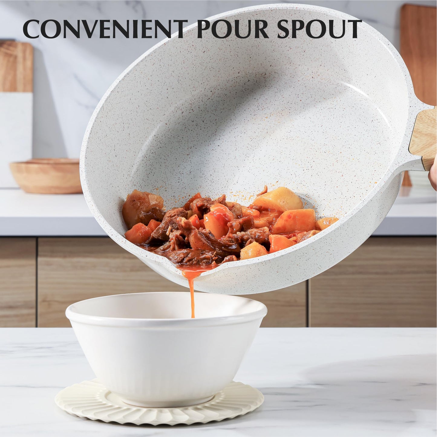 SENSARTE Nonstick Ceramic Cookware Set 23-Piece, Healthy Pots and Pans Set, Non-toxic Kitchen Cooking Set with Stay-Cool Handles, Silicone Utensils and Pot Protectors, PFAS & PFOA Free