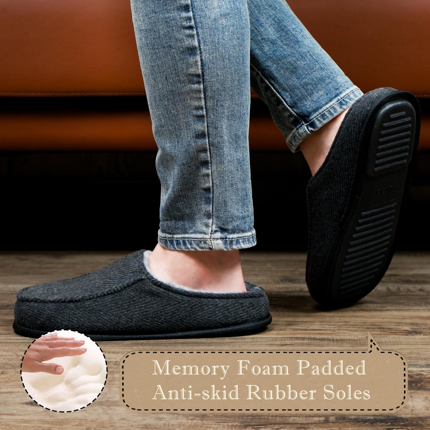 cosyone1997 Men's House Slippers, Cozy Non-slip Home Shoes, Warm Comfy Indoor Outdoor Moccasin Slip Ons, Unique Christmas Gifts for Dad Grandpa Husband Boyfriend, Adult Size 10-11