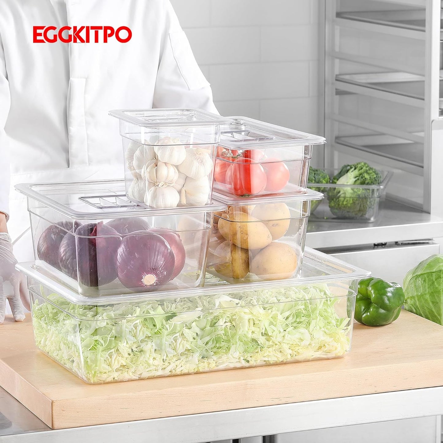 6 Pack 1/1 Size Lids Universal Full Size BPA-Free Polycarbonate Clear Food Pan Lids Dishwasher Safety Food Storagge Container Cover with Handle for Food Prep Table Hotel