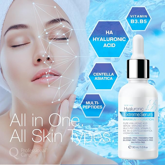 Serum for Face | Hyaluronic Acid | Vitamin C | Microneedling | HCA | Multi-Peptides, Vitamins B5, B3, Niacinamide & Centella Asiatica | Alcohol free, Fragrance-Free