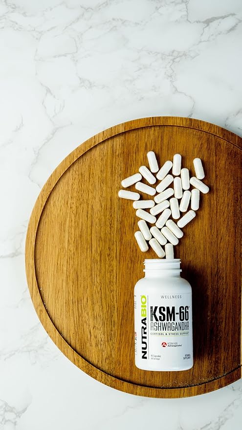 NutraBio Ashwagandha KSM-66 Herbal Supplement for Better Overall Well-Being- Ashwagandha Supplement- 600mg - 90 Vegetable Capsules