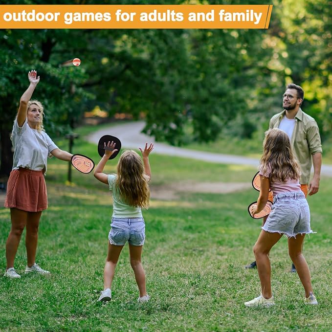 Toss and Catch Ball Set Toddler Baseball Training Glove, Pool Beach Toys for Kids 3 4 5 6 7 8 Years Old Boys Girls Birthday Gifts, Soft Sticky Balls Yard Outdoor Games for for Adults Family