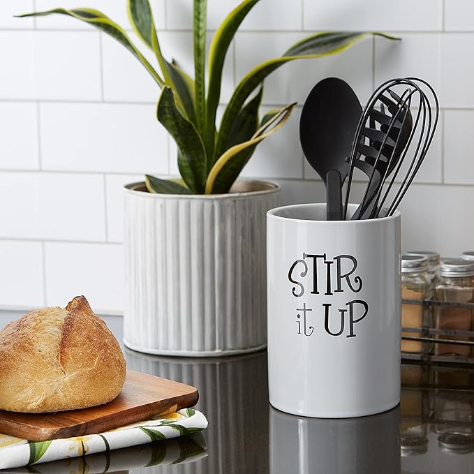 DII Kitchen Accessories Retro Collection, Ceramics, Utensil Holder, White
