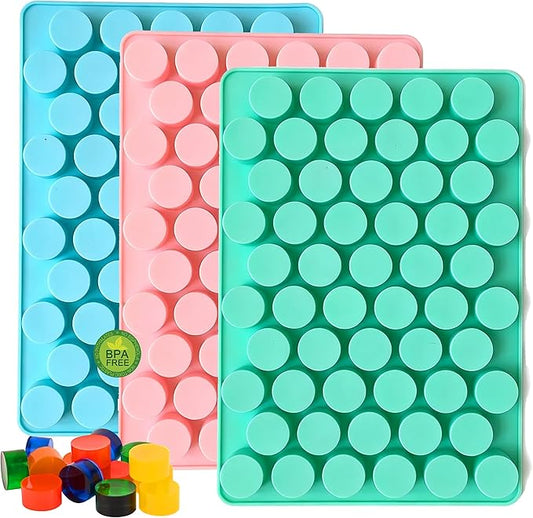 3pcs Round Candy Molds Silicone Molds for Hard Candy, Gummy, Caramels, Chocolate, Ganache, Ice Cubes, 220 Cavity