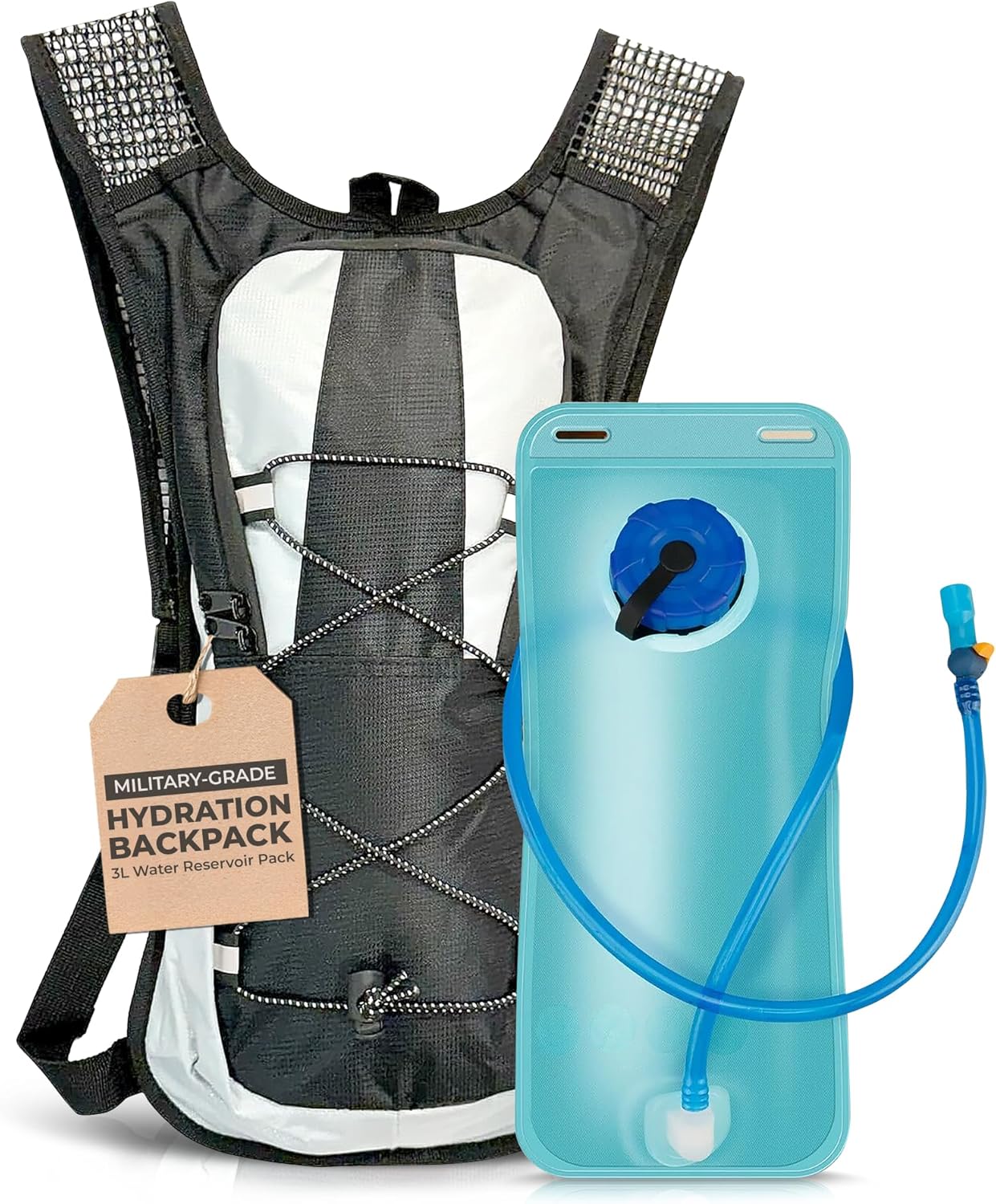 Military-Grade Hydration Backpack, 3L Water Reservoir Pack with Insulated Flow Tube, Tactical Outdoor Gear for Hiking Camping Cycling, Adjustable Padded Straps, Weather-Resistant Pack