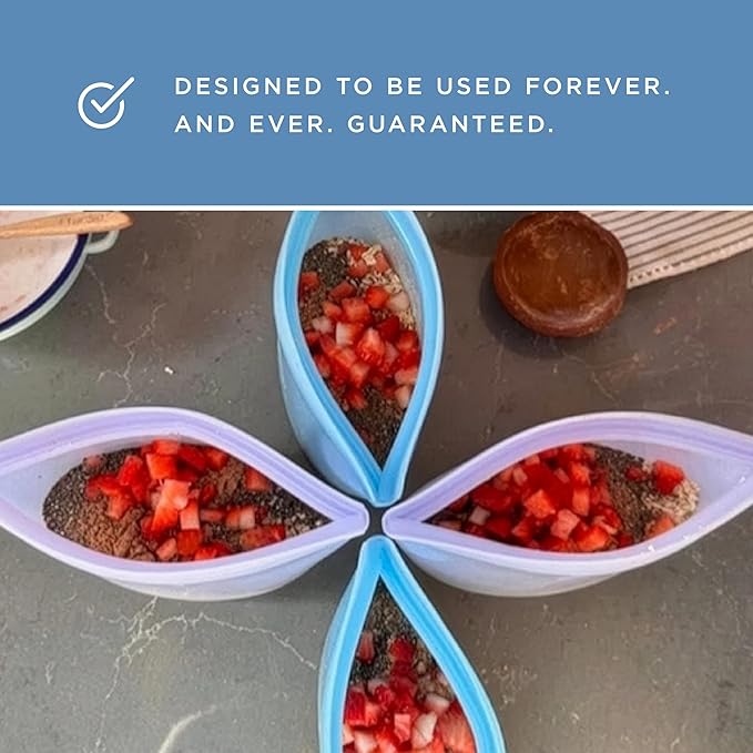 Stasher Silicone Reusable Storage Bags, 3-Pack, Reusable Freezer Bags, Microwave, Dishwasher, Oven Safe, Sous Vide, Premium Lunch Containers, Eco Friendly, Food Storage Bags, Snack Bags, Multicolor | Reusable Food Bags