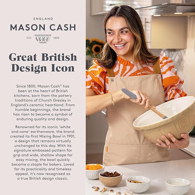 Mason Cash In the Forest S12 (4.25 Qt) Embossed Mixing Bowl | Fox (Cream)