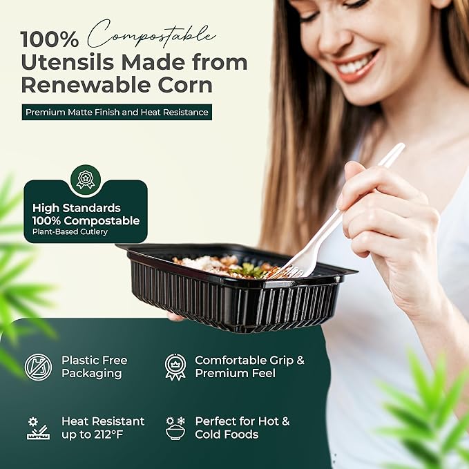 100% Compotable Knives Disposable Compostable Cutlery Set Silverware by Koalalove 150pc (CK150)