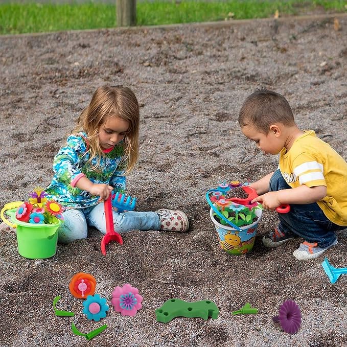 BIRANCO. Flower Garden Building Toys - Build a Bouquet Floral Arrangement Playset for Toddlers and Kids Gifts Age 3, 4, 5, 6 Year Old Girls, Educational STEM Toy (120 PCS)