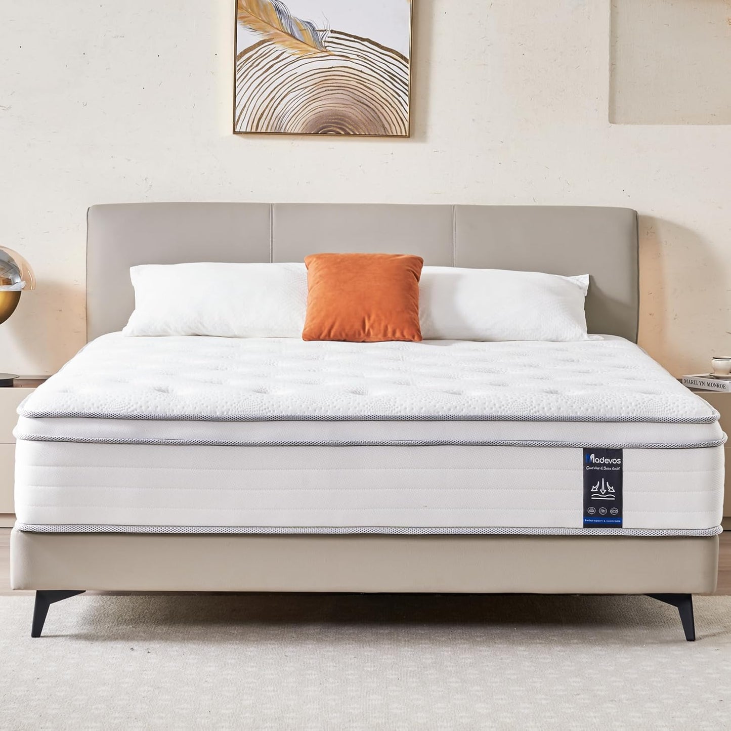 Queen Mattress, 12 Inch Hybrid Mattress in a Box, Memory Foam and Individual Pocket Springs, Soft and Breathable, Soft Feel