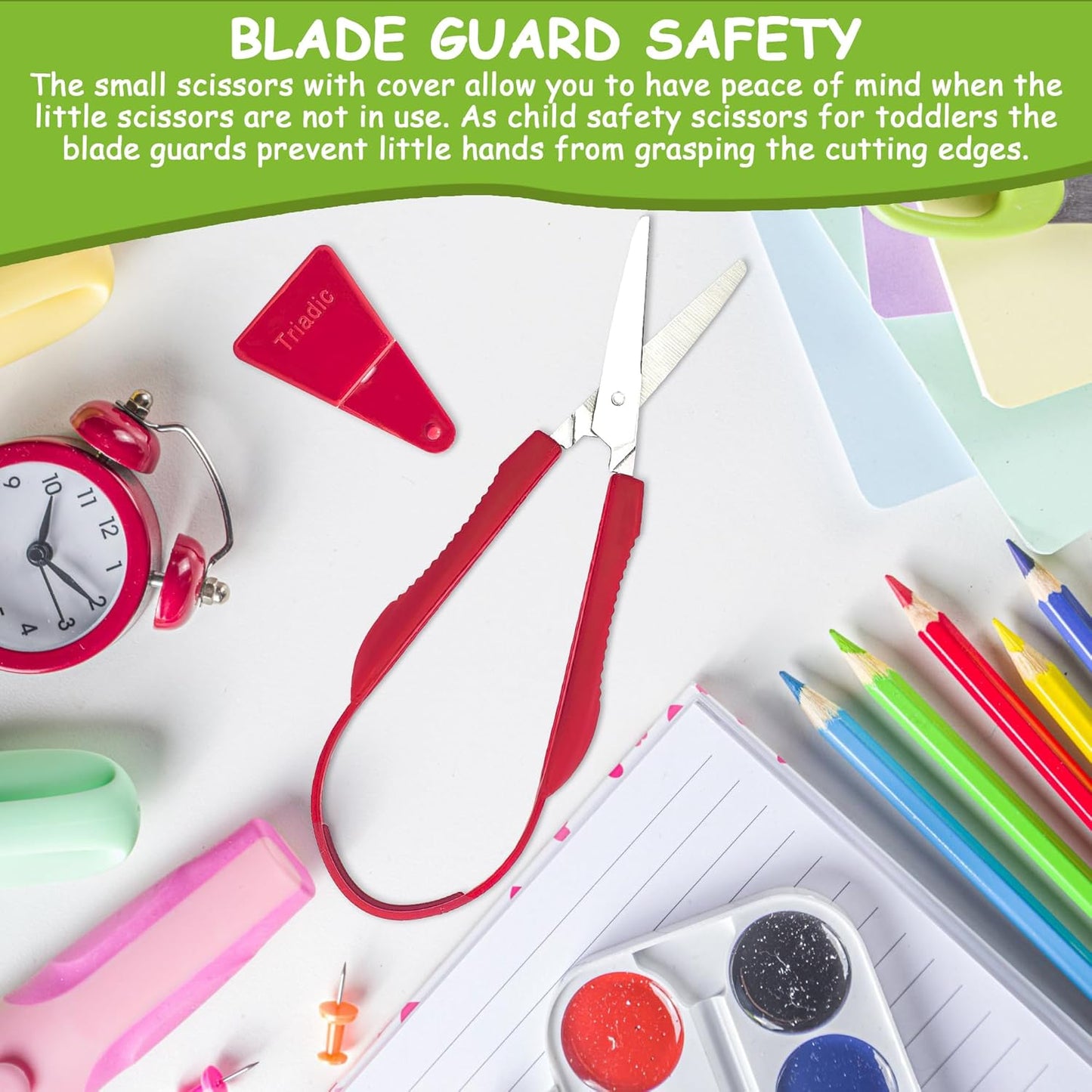 Loop Scissors for Kids with Safety Shield, Right or Left Handed for Preschools, Schools, Classrooms, Adaptive and Special Needs Children (4)