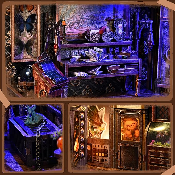 TOYQI Book Nook Kit, DIY Miniature Dollhouse Kit for Adults and Teens | Booknook Tiny House Kit Bookshelf Decoration 3D Wooden Puzzle Bookend