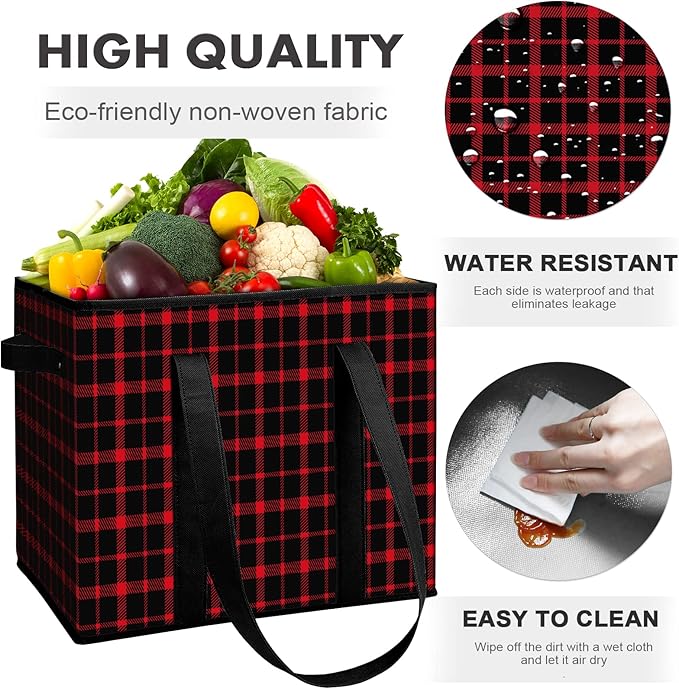 WISELIFE Reusable Grocery Bags 8 Pack,Large Grocery Tote Bag Water Resistant Shopping Bags Foldable Grocery Bag for Clothes,Shoes and Picnic,Red