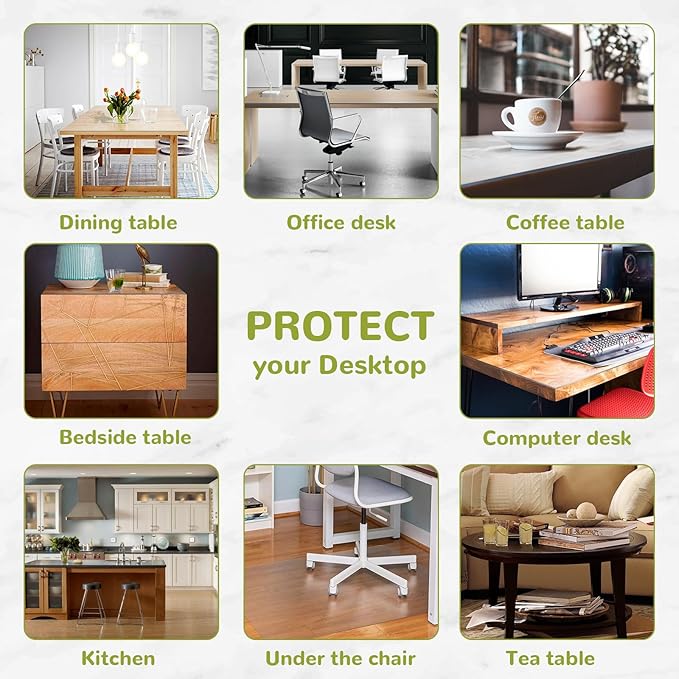 60x96 Inch Clear Table Cover - 1.5mm Thick Plastic, Waterproof Table Protector for Dining Room, Kitchen & Office