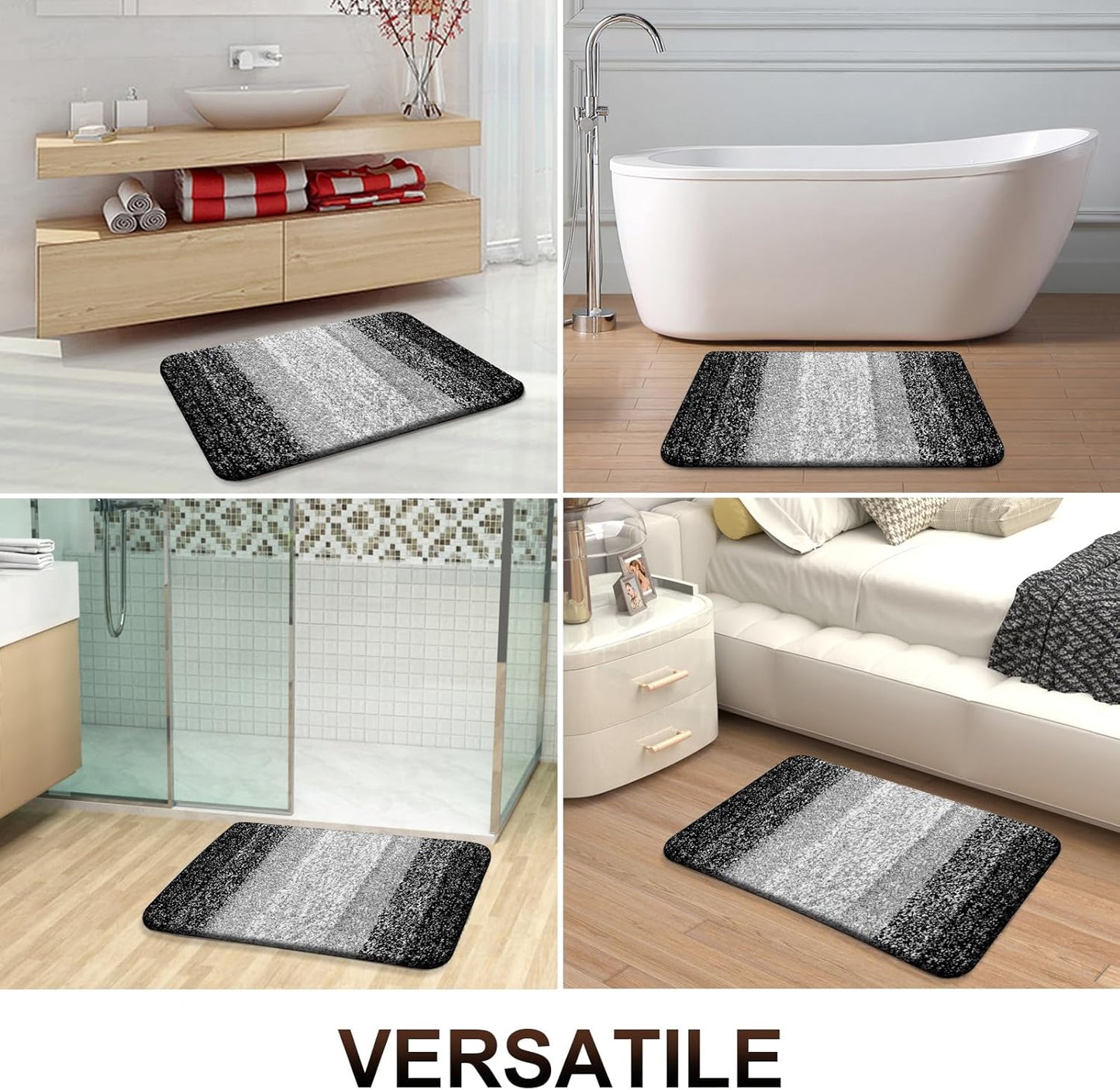OLANLY Bathroom Rugs Mat 50x30, Extra Soft Absorbent Microfiber Bath Rugs, Rubber Backing, Quick Dry, Machine Washable Bath Mats for Bathroom Floor, Tub and Shower, Home Decor Accessories, Black