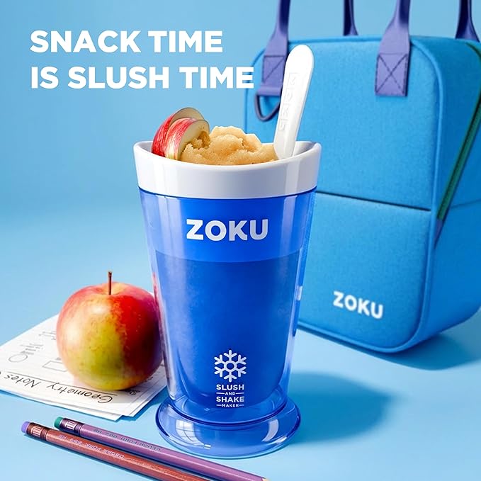 ZOKU Original Slush and Shake Maker, Compact Make and Serve Cup with Freezer Core Creates Single-Serving Smoothies, Slushies and Milkshakes in Minutes, BPA-Free, Green/Orange Set of 2
