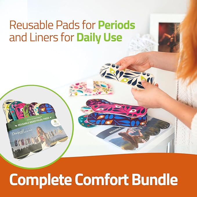Natissy Cloth Panty Liners for Women; 7-Pack (M) Medium Viscose Reusable Panty Liners Made in EU; Daily Panty Liners Washable; Extra Thin Reusable Liners; Sanitary Panty Liner No Odor, NOT for Period