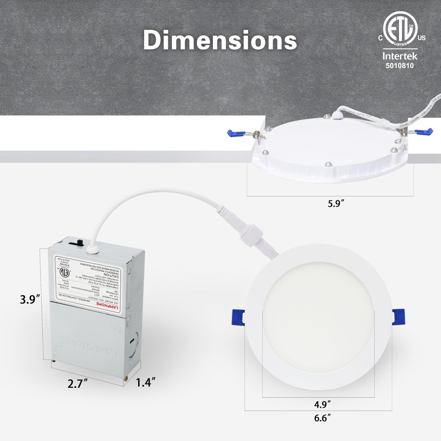 GLOWNOVA 12-Pack of 6-Inch Ultra-Slim LED Downlights with Junction Box, Adjustable Color Temperatures (2700K-5000K), 12W EQV to 110W, Dimmable, 1050LM Luminance - ETL and Energy Star Certified