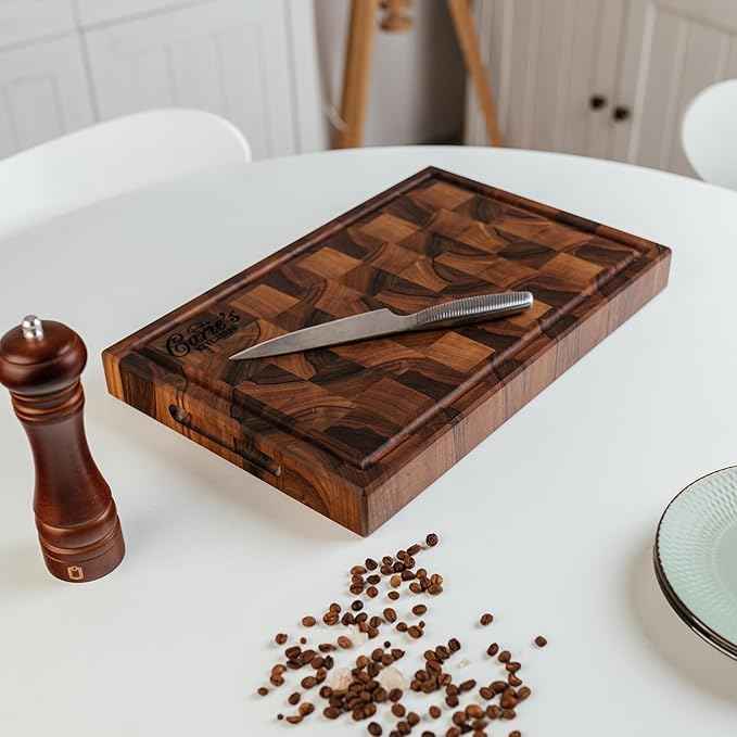 Handmade Personalized Walnut End Grain Cutting Board – Custom Engraved Wood Chopping Block, Perfect Gift for Home Chefs by GrainWoods (23x17x2 Inches)