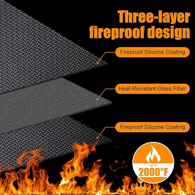 100x51 Inches Extra Large Grill Mat for Outdoor Grill - Fireproof Deck and Patio Protector, Waterproof and Oil-Proof Barbecue Grill Mat