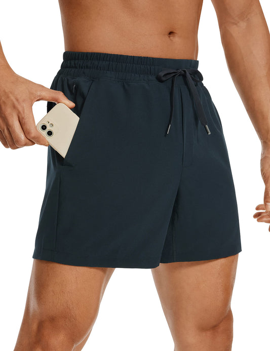 CRZ YOGA Men's Linerless Workout Shorts - 5'' Lightweight Quick Dry for Running Sports Athletic Gym with Pockets True Navy Large