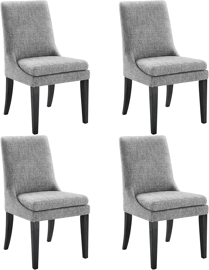 Upholstered Dining Chairs Modern Sidechair Performance Fabric High Back Armlesschair for Diningroom Kitchen,Dark Grey,Set of 4(2 Box)