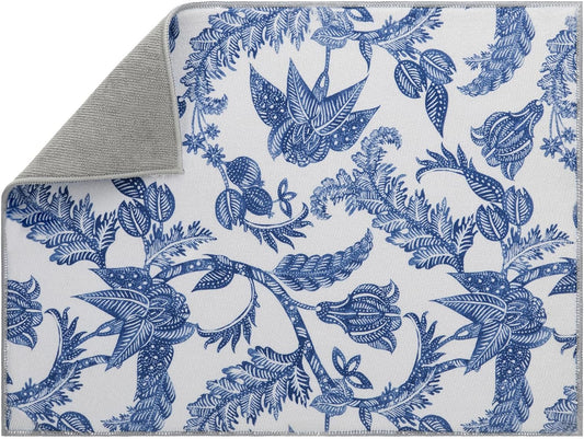 Dish Drying Mat Floral Print Microfiber kitchen drying mat, 20x15 inches, Dish Drying Mats for Kitchen Counter, Super Absorbent, Anti-Slip, Fast Drying, Kitchen Must-Have