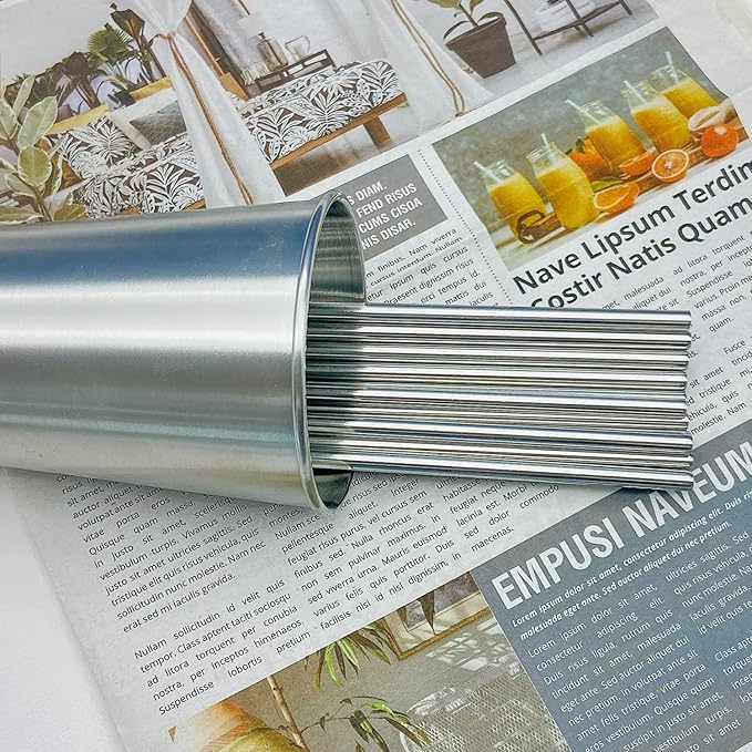 Reusable Metal Straw 50Pcs In Bulk.265mm Reusable Stainless Steel Straight Straws.NiceCaTeLe Drinking Straws Wholesale for 30 oz & 20 oz Tumblers Yeti Water Bottle(10.5" - Silver, 50pcs - Straight)
