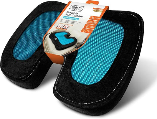 BLACK+DECKER Gel U-Shape Seat Cushion – Cooling Memory Foam Chair Cushion for Office, Car, Wheelchair & Airplane – Ergonomic, Non-Slip, Pain Relief, Washable Cover