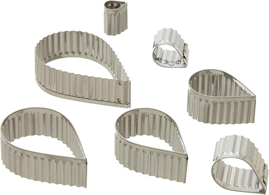 Ateco Fluted Edge Tear Drop Cutters in Graduated Sizes, Stainless Steel, 7 Pc Set
