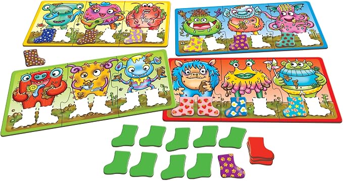 ORCHARD TOYS Moose Smelly Socks Game. Find Matching Pairs of Socks for Your Monsters! for Ages 3-6 and 2-4 Players