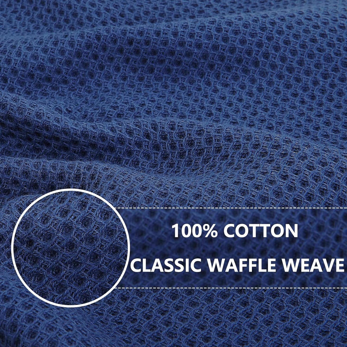 Homaxy 100% Cotton Waffle Weave Kitchen Dish Cloths, Ultra Soft Absorbent Quick Drying Dish Towels, 12 x 12 Inches, 8-Pack, Navy Blue