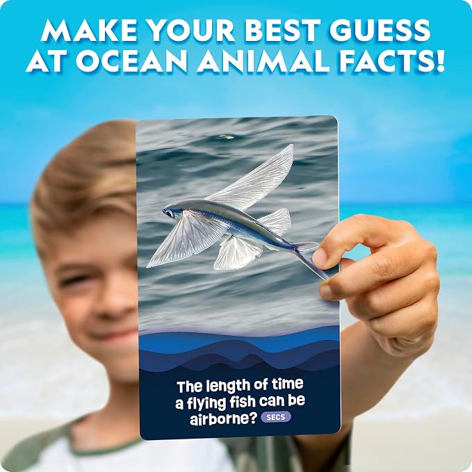 National Geographic Anyone's Guess Ocean Animals Trivia Cards - Kids Trivia Card Game with 55 Jumbo Cards, Animal Games, Kids Trivia Game