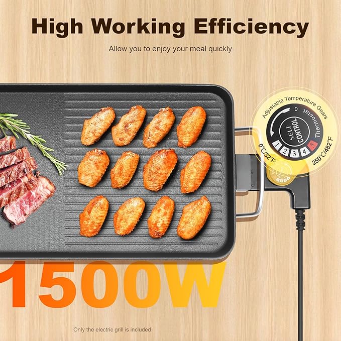 Large Electric Griddle Nonstick, 1500w Griddle Grill Korean BBQ Grill Electric Barbecue Grill Aluminum Alloy Griddle Pan Electric Griddle Grill for Outdoor, Yard Camping Party