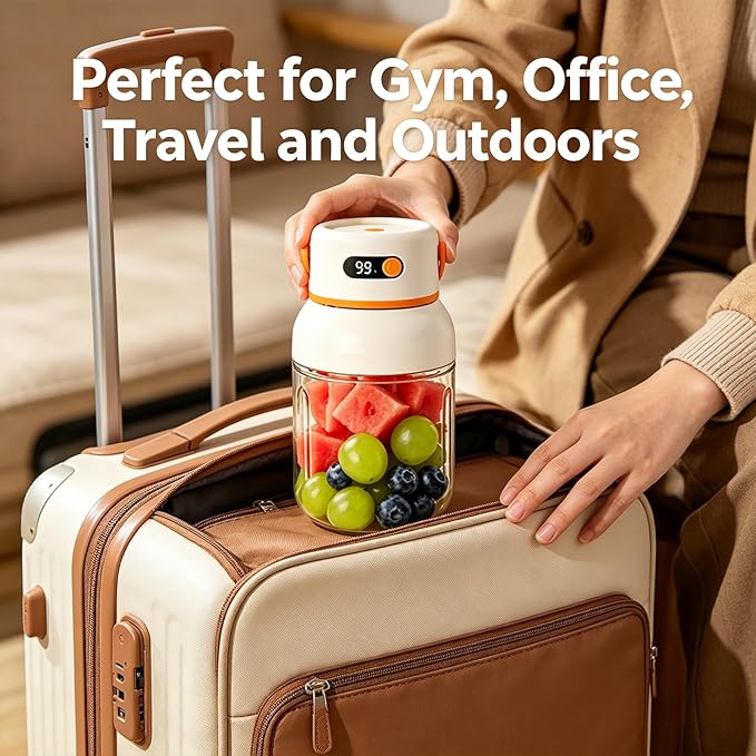 Portable Electric Juicer Cup with Zero Cord Hassle, USB-C Rechargeable Personal Blender, Leakproof Personal Portable Juicer Blender for Gym, Office, Travel and Outdoors (800ml)