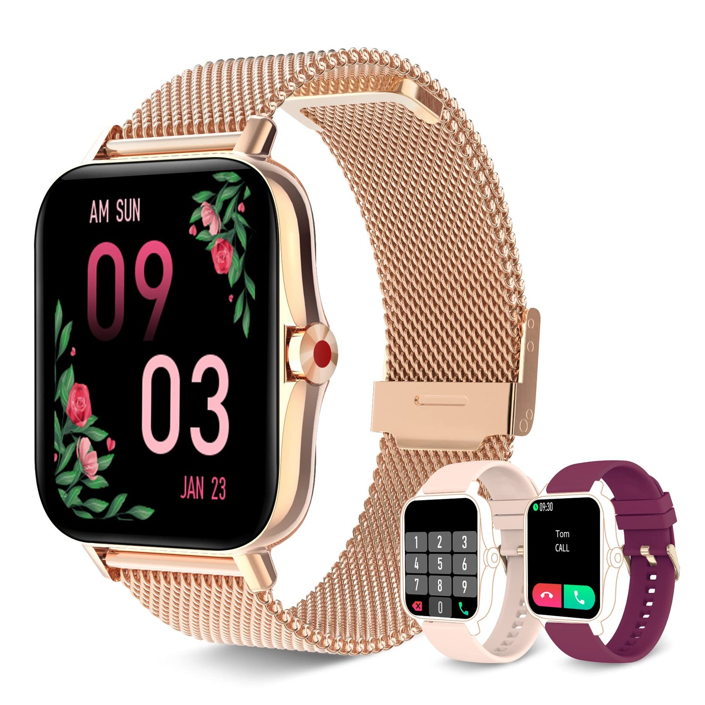 Iaret Smart Watch for Women(Call Receive/Dial), Fitness Tracker Waterproof Smartwatch for Android iOS Phones 1.7" HD Full Touch Screen Digital Watches with Heart Rate Sleep Monitor Pedometer