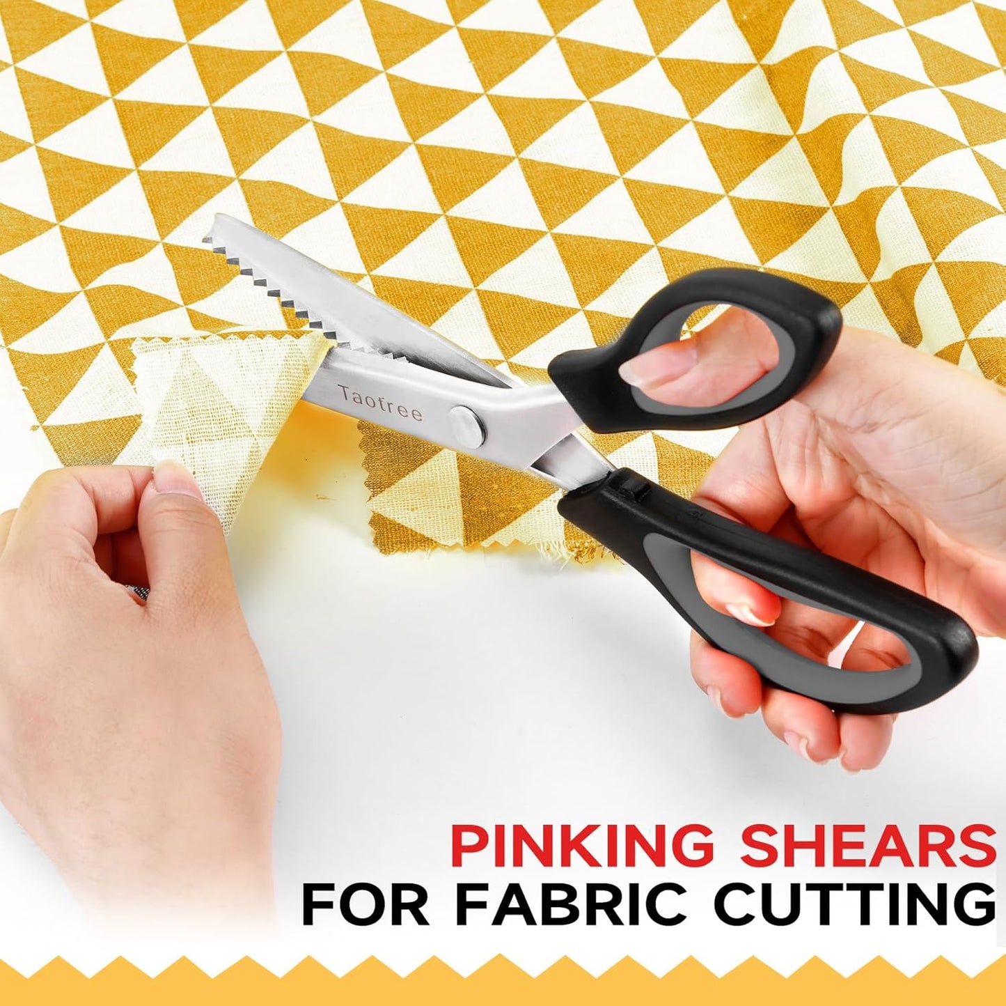 Sewing Scissors for Fabric Cutting, Taotree 9.5" Fabric Scissors Pinking Shears, Zig Zag Craft Decorative Edge, Sewing Supplies Notions and Accessories for Art Craft Scrapbooking Supplies, Black Grey