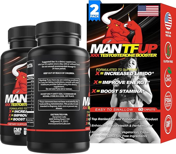 Vitality Enhancer for Men | Fast-Acting Testosterone Booster & Daily Supplement to Support Male Health & Libido | Potenciadores de Testosterona | Made in USA (2 Month Supply, 120 Caplets)