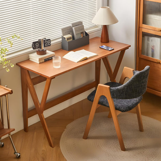 Cttasty Mid Century Modern Desk, Spacious Solid Wood Writing Desk, Minimalist with K-Shaped Legs, Home Office Desk, 29.5 H x 47.2 W x 19.7 D Inches(Natural)