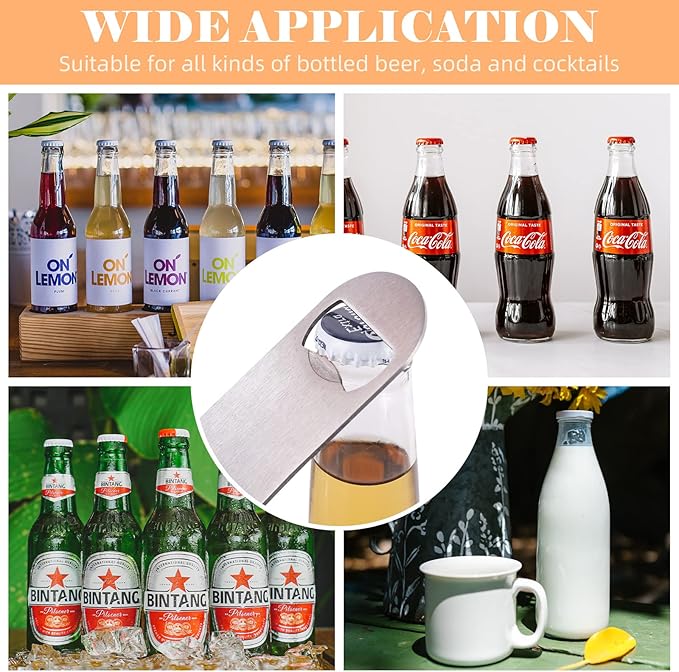 24 Pack Flat Beer Bottle Opener 7 inch Heavy Duty Stainless Steel Flat Bottle Opener Metal Beer Bottle Openers Silver Beer Openers for Bartender Kitchen Bar or Restaurant (Silver, 7 inch)