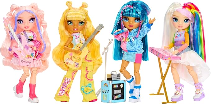 Rainbow High Jr High Rock Band - Skyler, Blue 9” Fashion Doll with Microphone Plus Stand and Amp, Customize with Stickers, Posable, Great Toy Gift for Kids Ages 4+