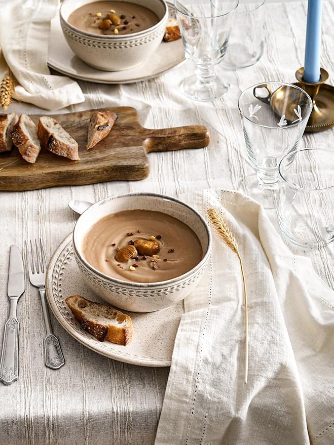 LE TAUCI 24 Piece Dinnerware Sets for 8, Large Plates and Bowls Sets, Ceramic Dishes Set for 8, Modern Stoneware Tableware, Chip Resistant, Ideal for Hosting, Reactive Beige (8"&10" Plate, 27oz Bowl)