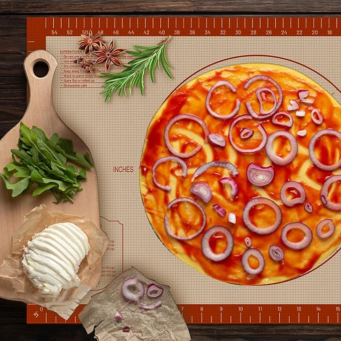 Pastry Mat, 0.7mm Extra Thick 26 x 16 Inches Large Non Stick Silicone Baking Pad, Pie Crust Rolling Supplies for Making Christmas Cookies Bread, Easy to Clean