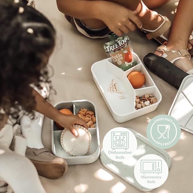 Ullabelle Leak Proof Bento Box Food-Grade Silicone Bento, BPA, Phthalate, Lead, & PVC Free - Bento Lunch Box for Daycare, Kids, & Adults - Leak Resistant Sets With Lids Snack Box Container (Lilac 4)