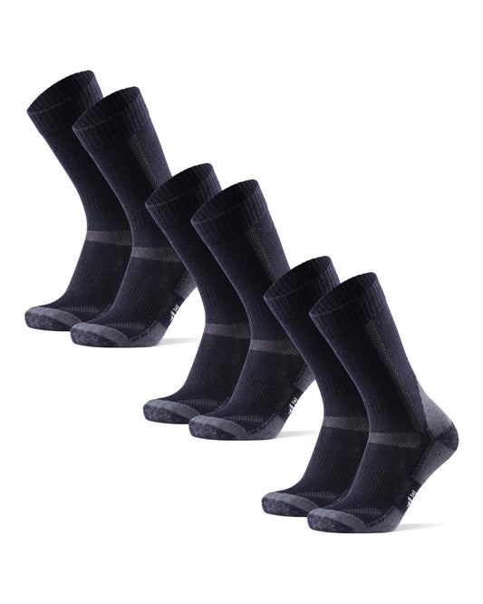 DANISH ENDURANCE Merino Wool Hiking Socks, Crew Length, Thermal & Moisture Wicking Hiking Socks, for Men & Women, 3 Pack Medium Navy 3-pack
