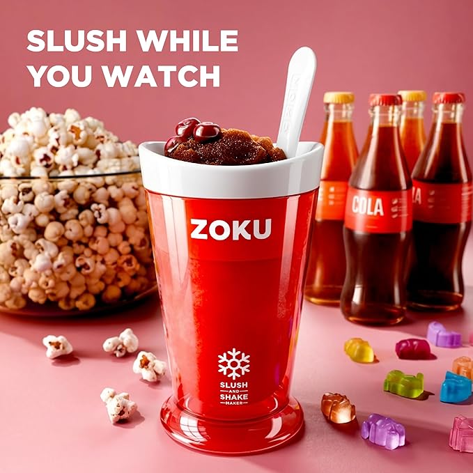 ZOKU Original Slush and Shake Maker, Slushy Cup for Quick Frozen Homemade Single-Serving Slushies, Fruit Smoothies, and Milkshakes in Minutes, BPA-free, Red