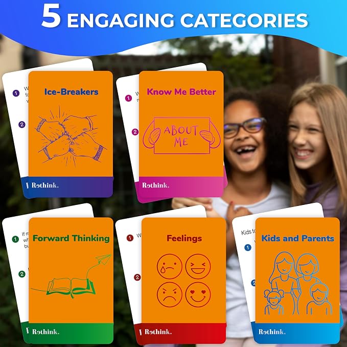 QUOKKA Conversation Cards Game - Kids Edition | 500 Questions | Premium Version | Share Thoughts - Fun Talking Board Game for Family Night